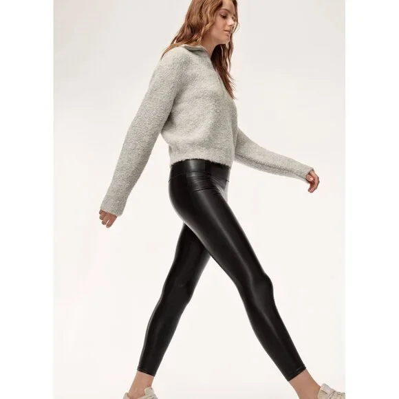 Aritzia WILFRED FREE Daria Black Vegan Leather High Rise Ankle Leggings, Size S - Picture 11 of 14